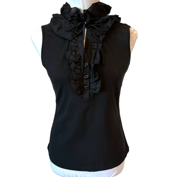 São Paulo Black Stretch Ruffle Top - Picture 5 of 7